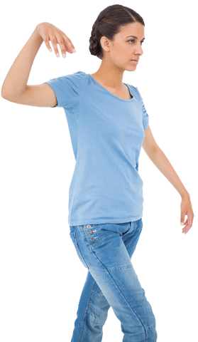 Woman Posing on Transparent Background in Casual Blue Outfit - Download Free Stock Videos Pikwizard.com