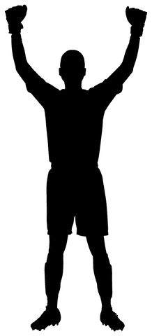 Transparent vector silhouette of male football player running