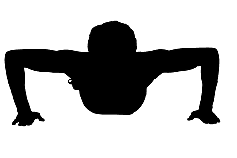 Transparent silhouette of woman performing push-ups for workout motivation