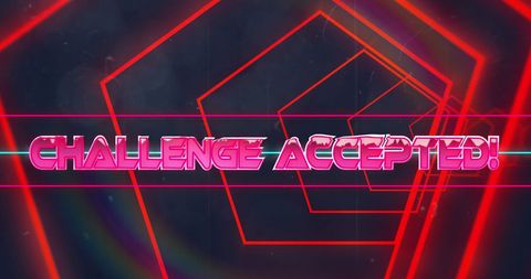 Retro style neon challenge accepted illustration