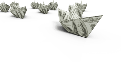 transparent currency origami boats floating on white background - Download Free Stock Videos Pikwizard.com