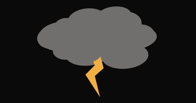 Illustrative image of thunderstorm breaking through cloud against black background, copy space. Vector, sky, nature, abstract, storm, climate concept.