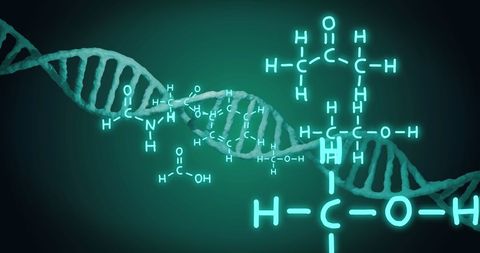 Visual representation of dna strand and molecular chemistry