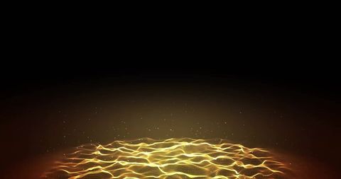 Digital Waves of Yellow Light on Black Background