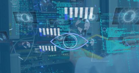 Engineer Analyzing Data Interface with Digital Network Visuals - Download Free Stock Images Pikwizard.com
