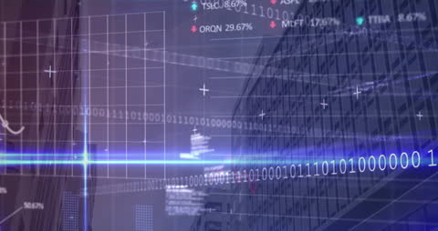 Digital Stock Market Ticker with Global Data Graphics