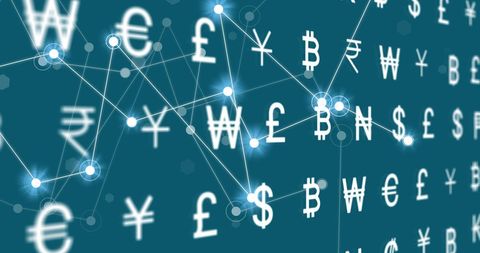 Digital Network Adjoining Global Currency Symbols - Download Free Stock Images Pikwizard.com