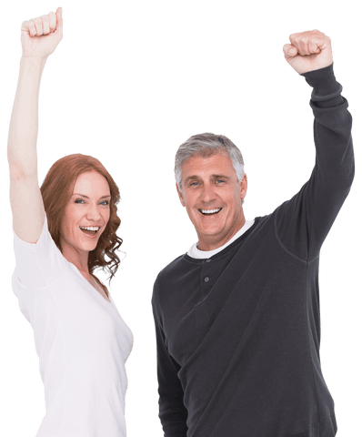 Transparent Cheering Mature Couple Celebrating Success