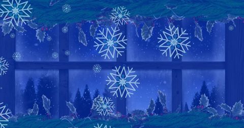 Winter Wonderland Christmas Snowflakes and Pines Background