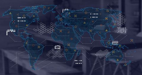 Global financial data integration on virtual world map overlay