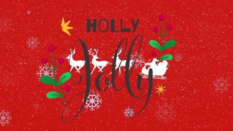 Holly Jolly Christmas Scene with Falling Snowflakes