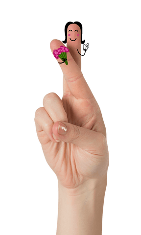 Crossed Fingers with Smile and Flowers on Transparent Hand Gesture