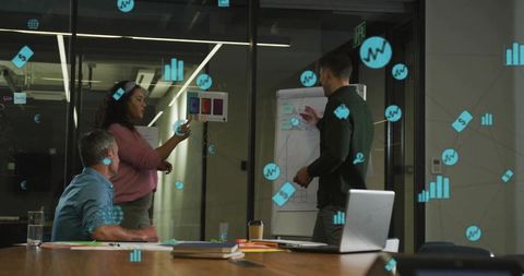 Diverse team innovating in modern conference room