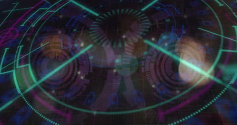 Futuristic Digital Interface with Holographic Lights