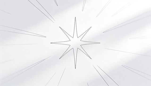 Minimalist eight-point star radiating lines off-white canvas geometric asterism design