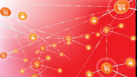 E-commerce Security Concept on Digital Red Background