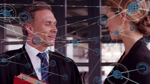 Business Professionals Engaging in Digital Network Connection