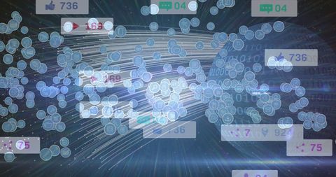 Digital Data Streams with Social Media Icons Over Globe - Download Free Stock Images Pikwizard.com