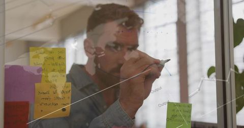 Senior Professional Strategizing with Visual Aids in Modern Office