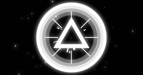 Futuristic rotating triangular digital element