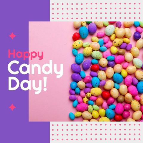 Happy Candy Day with Colorful Candy Eggs and Festive Message - Download Free Stock Templates Pikwizard.com