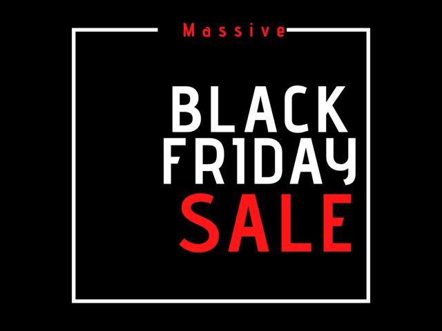 Massive Black Friday Sale Announcement on Black Background - Download Free Stock Templates Pikwizard.com