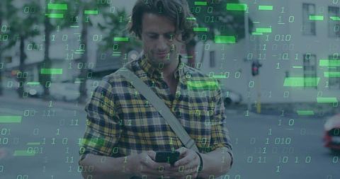 Urban Professional with Digital Data Communication