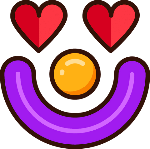 Transparent clay style heart-eyed emoji illustration