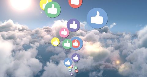 Colorful Thumbs Up Icons Floating in Blue Sky - Download Free Stock Images Pikwizard.com