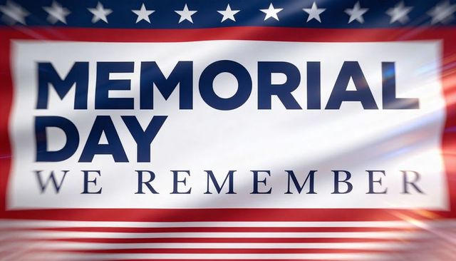 Memorial day we remember banner with stars stripes american flag red white blue