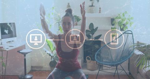 Home Workout with Social Media Interaction Concept