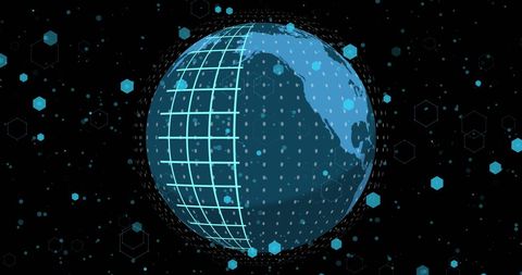 Digital Globe with Grid and Hexagonal Data Elements - Download Free Stock Images Pikwizard.com