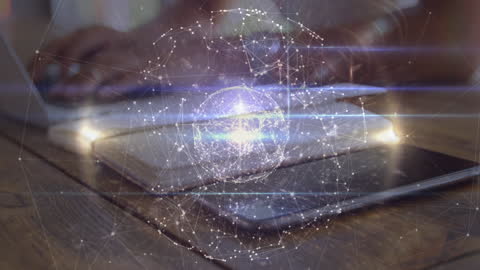 Global Networking Concept with Woman Using Laptop