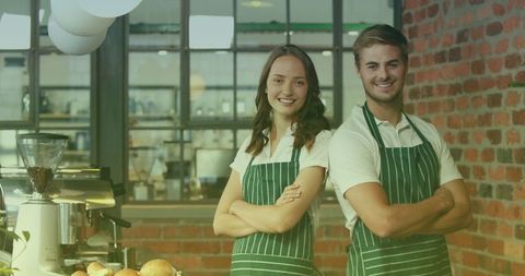 Friendly Cafe Staff Smiling Confidently in Modern Setting - Download Free Stock Images Pikwizard.com