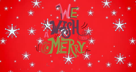 Festive Christmas Text with Falling Snowflakes Animation