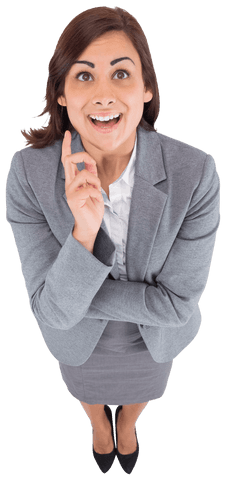 Smiling Businesswoman Brainstorming on Transparent Background