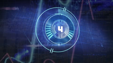 High-tech Countdown with Data Overlay in Digital Blue