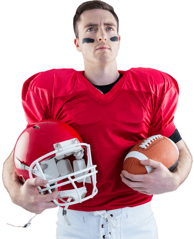 American Football Player Holding Helmet and Ball Transparent Background - Download Free Stock Videos Pikwizard.com