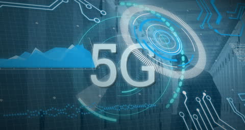 Futuristic 5G Technology Concept in a Server Room