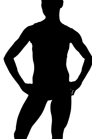 Empowered woman silhouette with hands on hips on transparent background