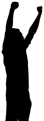 Transparent Vector Silhouette of Man Raising Hands in Celebration