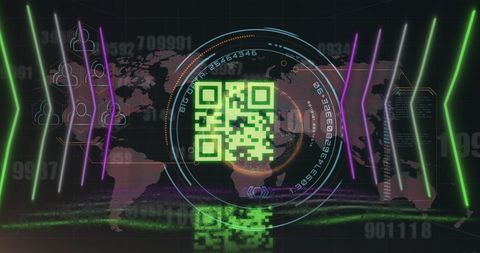 Neon QR Code with Digital Interface and Tech Visualization - Download Free Stock Images Pikwizard.com