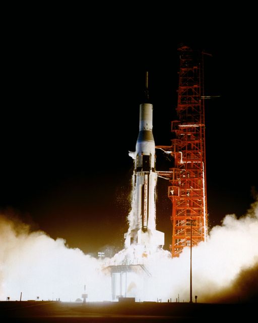 First night time launching of a Saturn I launch vehicle took place at 2:35 a.m., May 25, 1965, with the launch of the second Pegasus meteoroid detection satellite from Complex 37, Cape Kennedy, Florida.