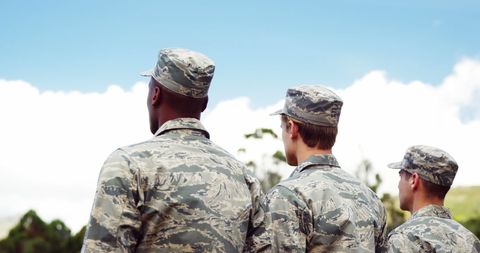 Diverse Military Personnel Standing in Unity Outdoors - Download Free Stock Images Pikwizard.com