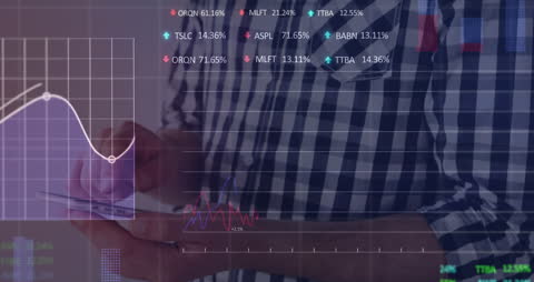 Businessman Analyzing Financial Data on Smartphone with Digital Interface