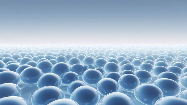 Field of Glossy Blue Spheres Beyond Horizon