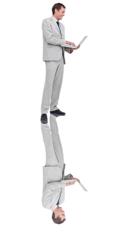 smiling businessman using laptop with mirror reflection on transparent background - Download Free Stock Videos Pikwizard.com