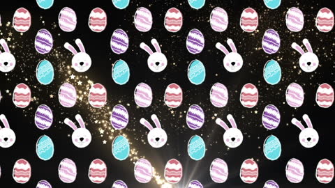 Glitch Style Easter Bunnies and Eggs With Dynamic Lens Flare