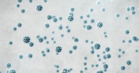 Floating Covid-19 Cells with Mathematical Equations Background