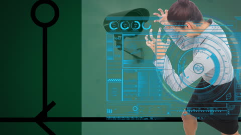 Futuristic Interface with Businesswoman and Data Visualization